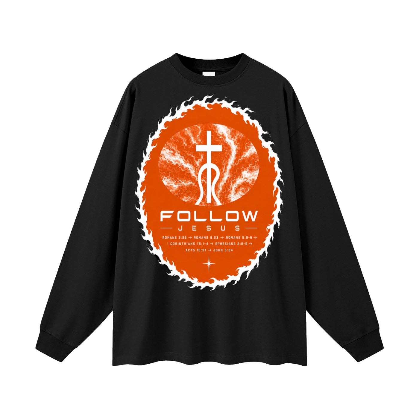 orange logo Follow Jesus Long Sleeve T-Shirt