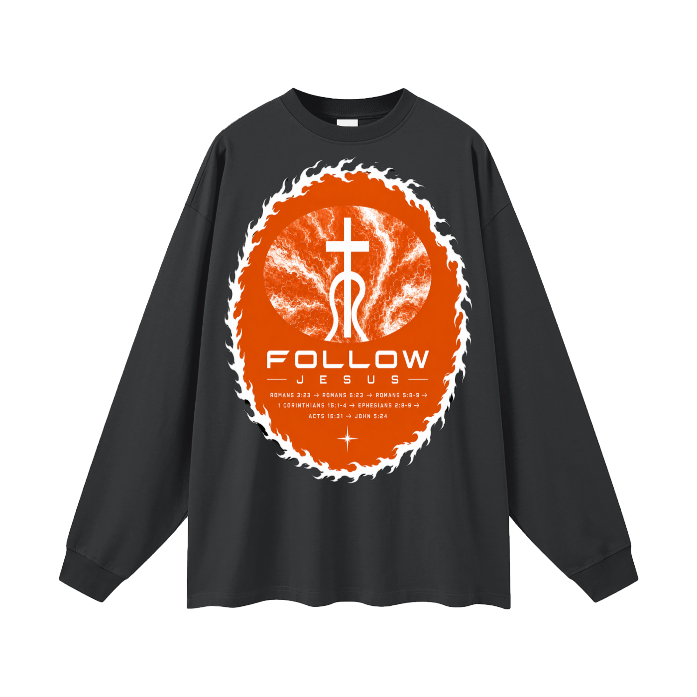 orange logo Follow Jesus Long Sleeve T-Shirt