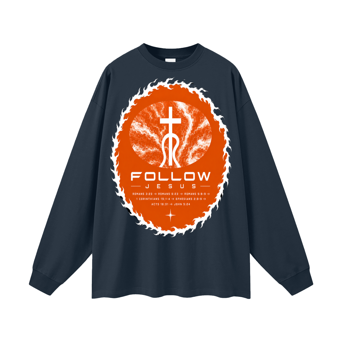 orange logo Follow Jesus Long Sleeve T-Shirt