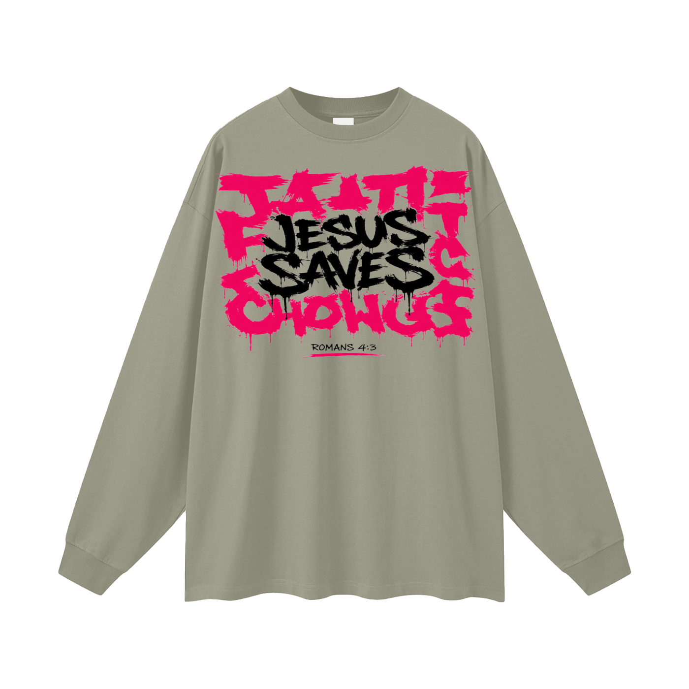 Jesus saves pink logo Long Sleeve T-Shirt