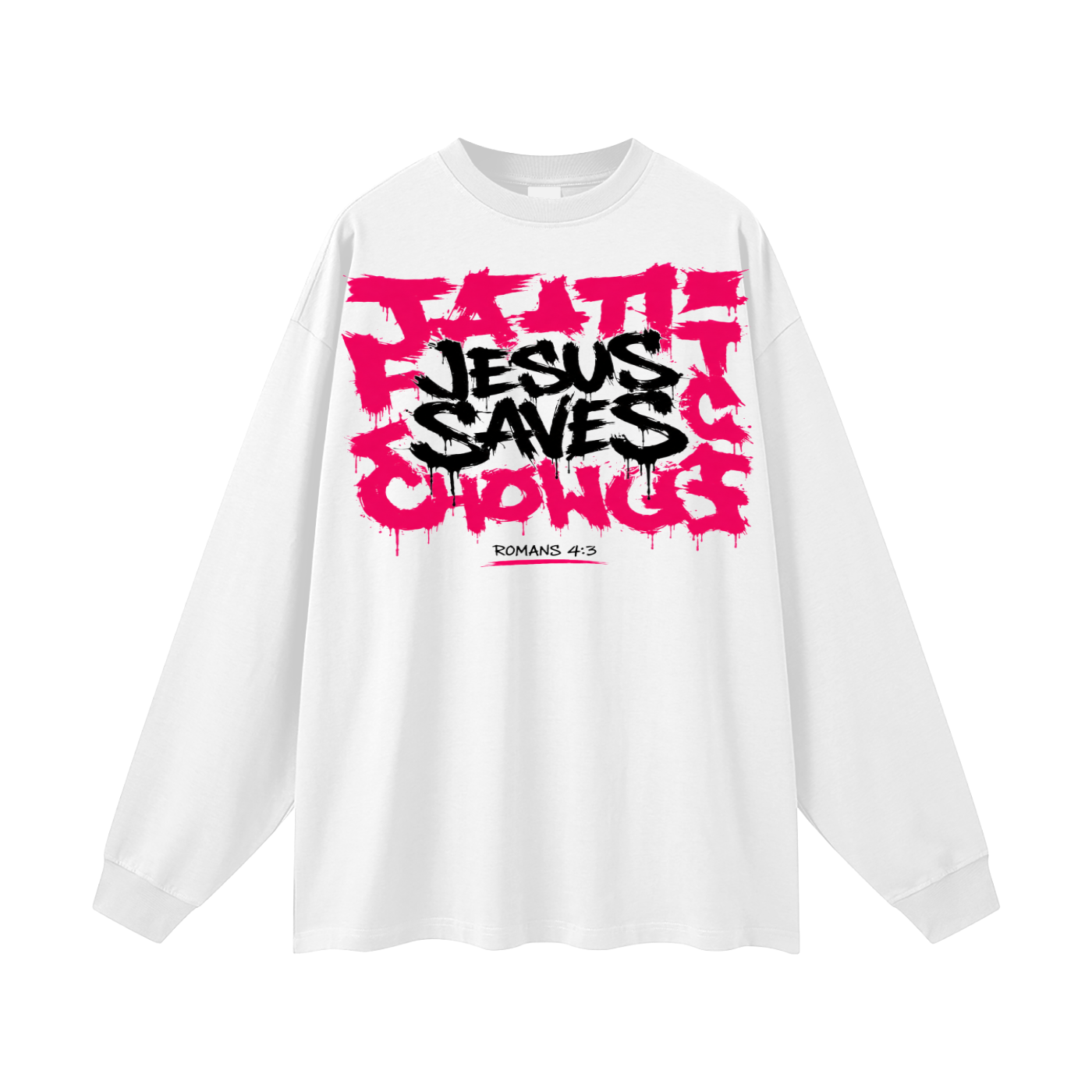 Jesus saves pink logo Long Sleeve T-Shirt