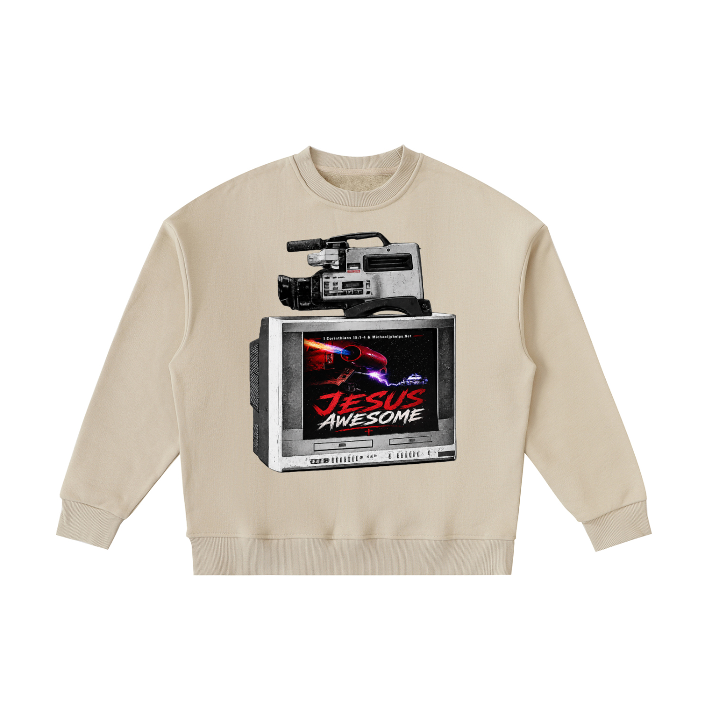 Jesus awesome on a TV on a youth Sweatshirt