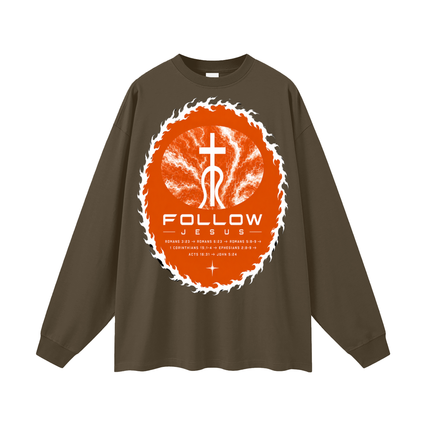 orange logo Follow Jesus Long Sleeve T-Shirt