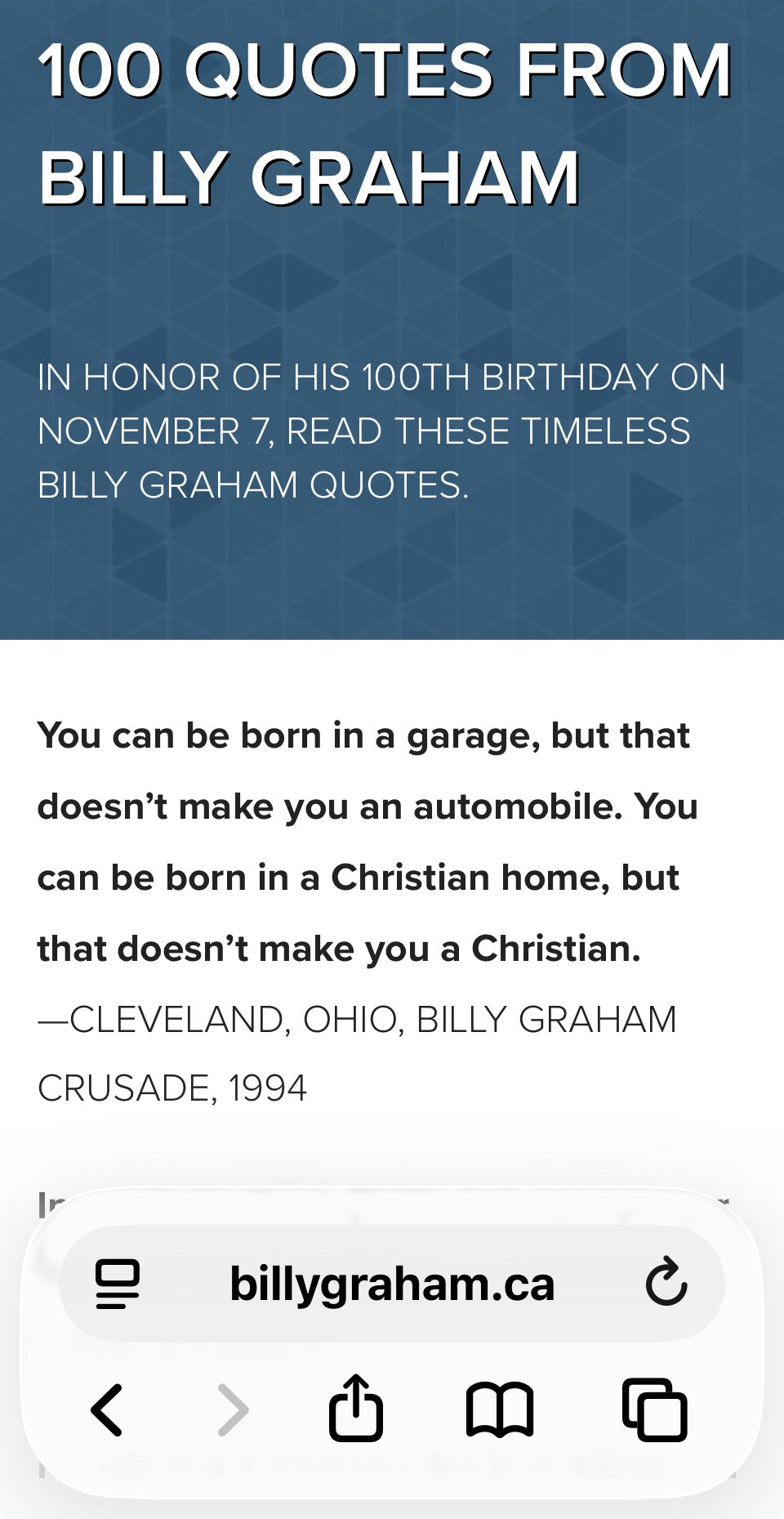 Billy Graham Quote on a Spaceship T-Shirt