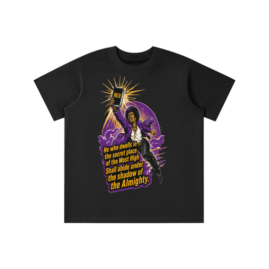 Psalms 91:1 quote on a youth T-shirt