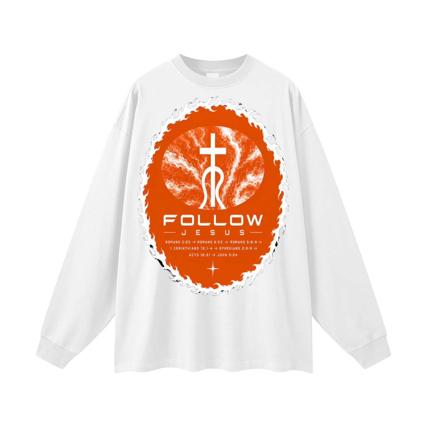 orange logo Follow Jesus Long Sleeve T-Shirt