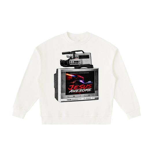 Jesus awesome on a TV on a youth Sweatshirt