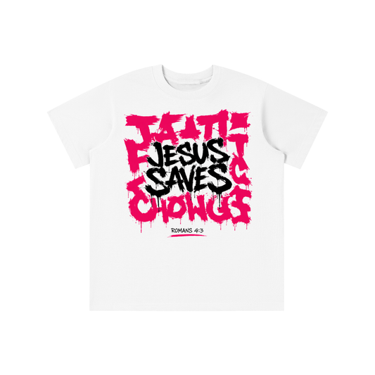 Jesus save pink and black logo youth T-shirt