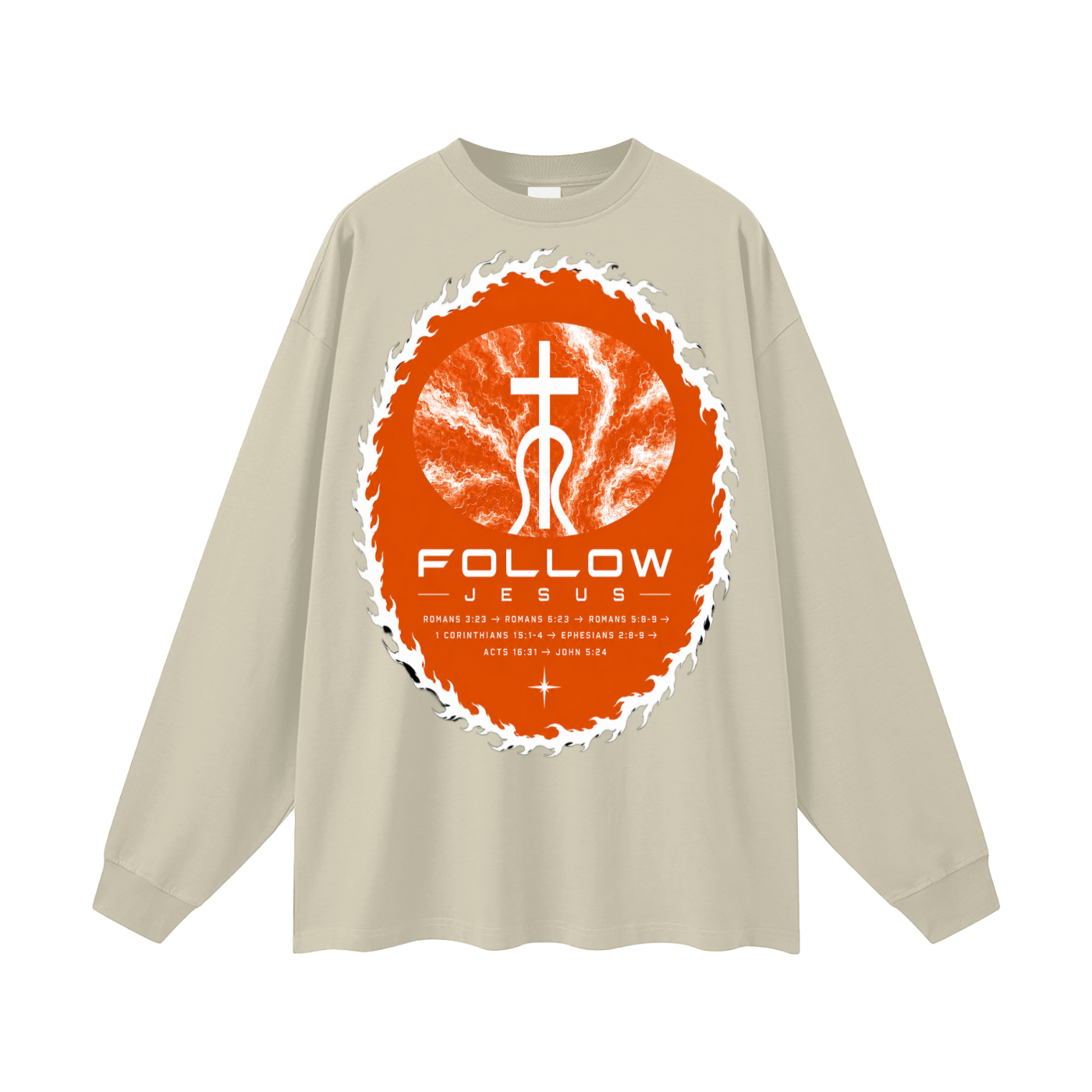 orange logo Follow Jesus Long Sleeve T-Shirt