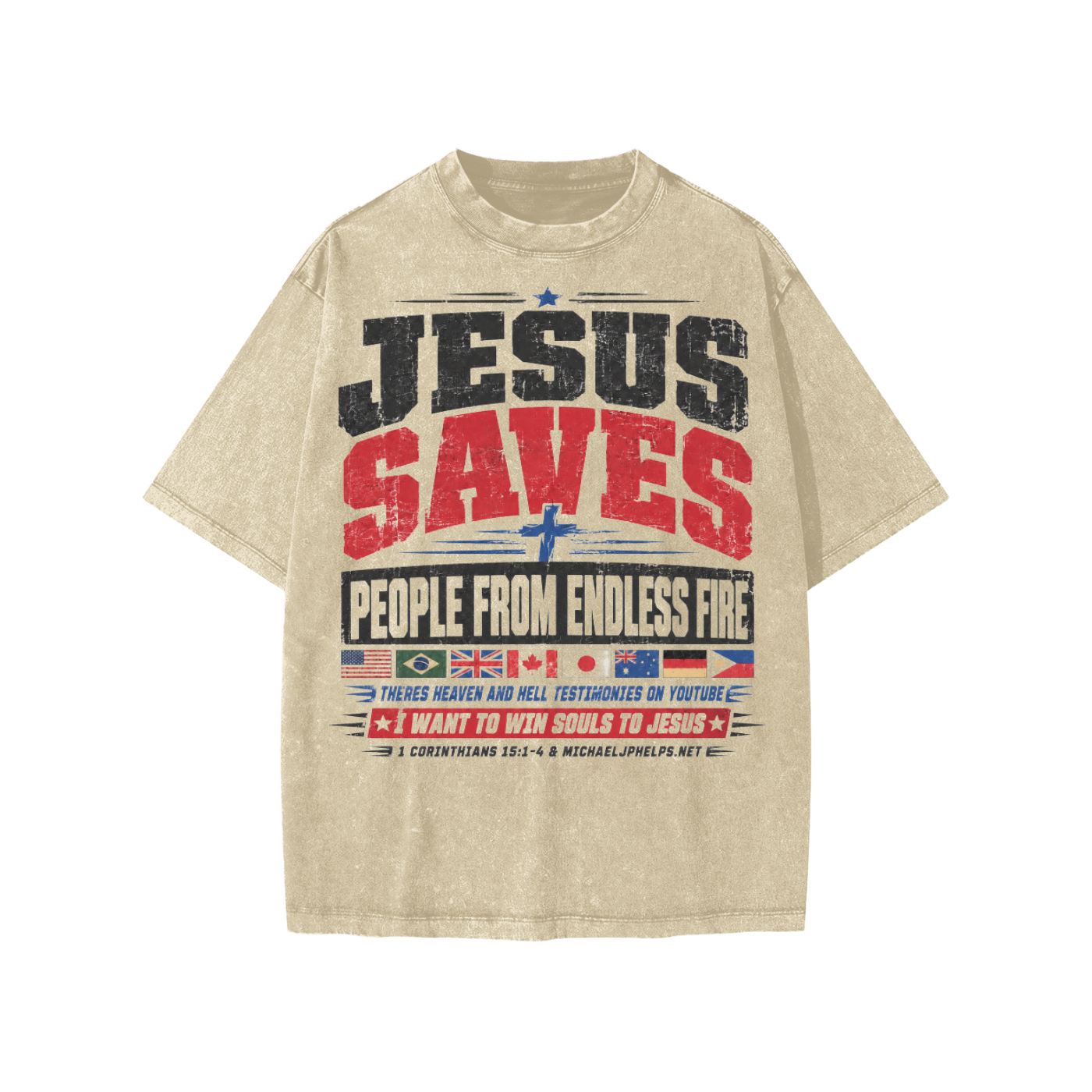 Jesus saves from endless fire Kids' T-Shirt