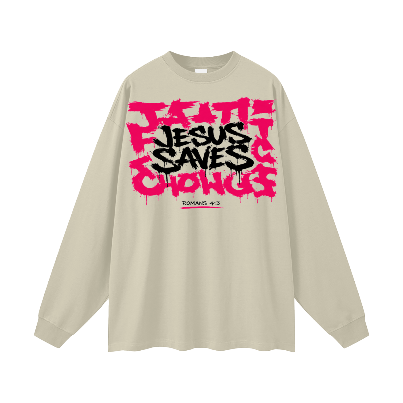 Jesus saves pink logo Long Sleeve T-Shirt